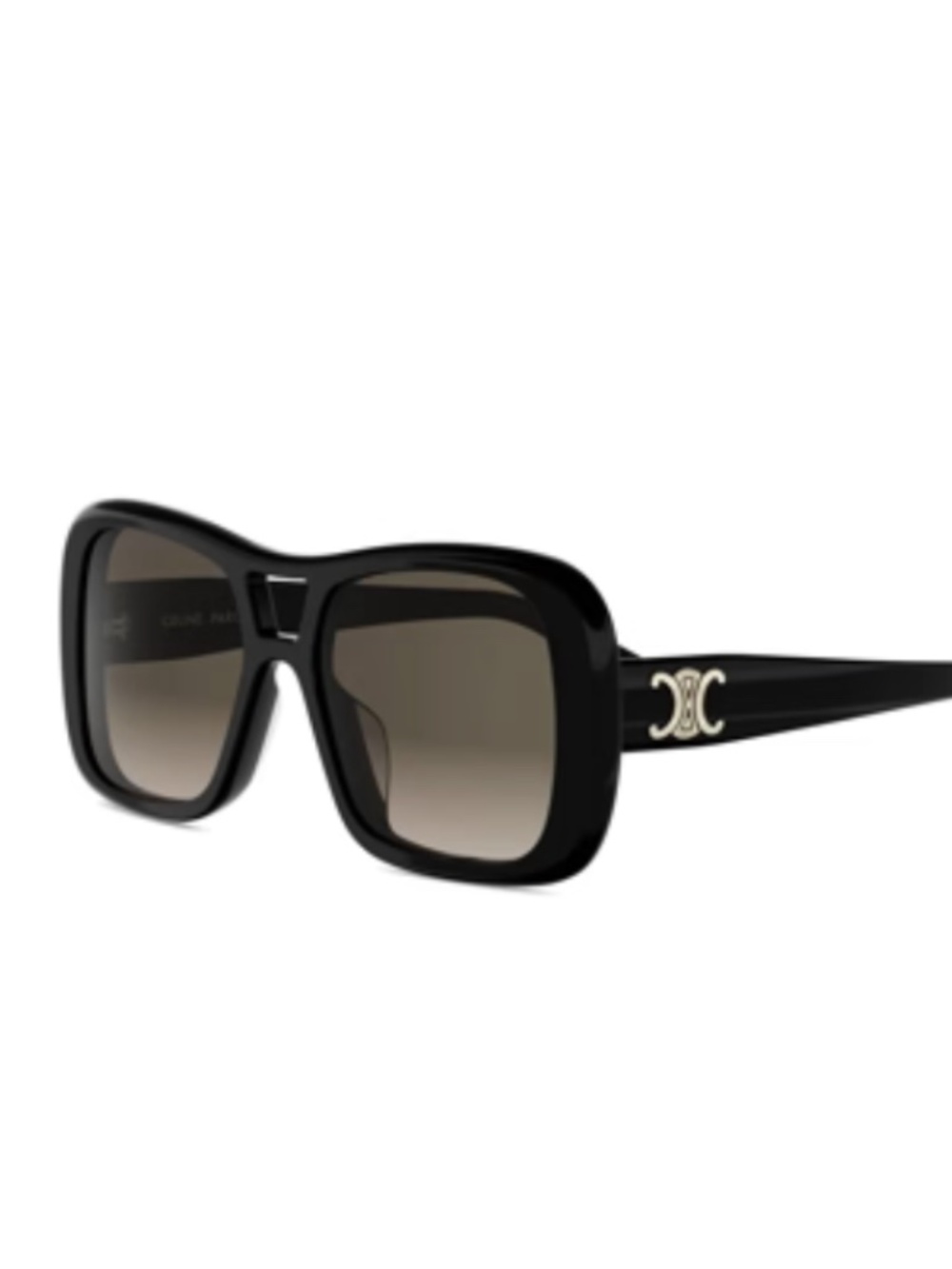 Celine Triomphe CL40331U 01F 55 Acetate Shiny Black Gray Sunglasses 40331U Pilot